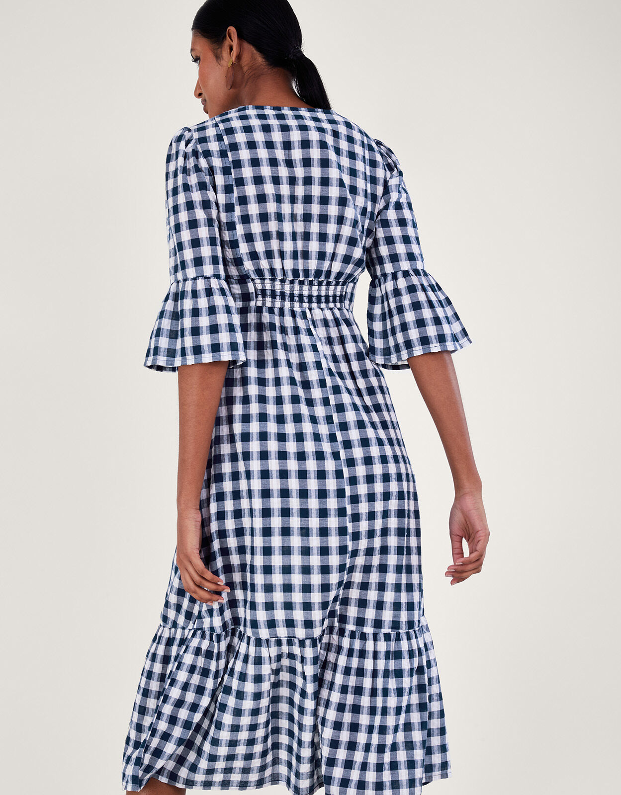 Navy blue top gingham dress