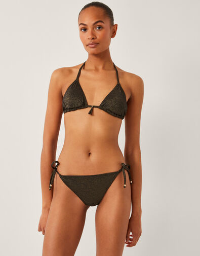 Mia Glitter Tie-Side Bikini Bottoms, Black (BLACK), large