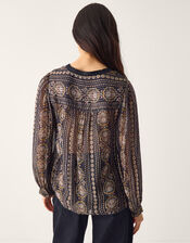 Darla Shimmer Print Blouse, Black (BLACK), large