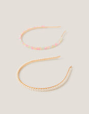 2-Pack Mix Bead Metal Headbands, , large