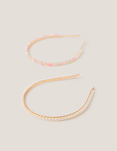 2-Pack Mix Bead Metal Headbands, , large