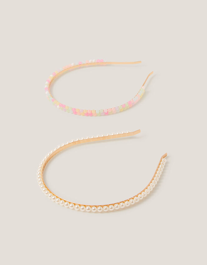 2-Pack Mix Bead Metal Headbands, , large
