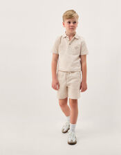 Palm Jersey Polo Shirt & Shorts Set, Natural (STONE), large