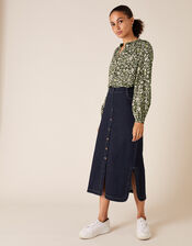 Ditsy Floral Top in LENZING&trade; ECOVERO&trade;, Green (KHAKI), large