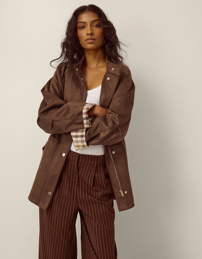 Clara Faux Suede Jacket, Brown (BROWN), large
