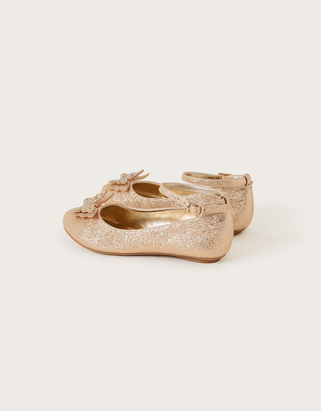 Brea Diamante Butterfly Ballerina Flats Gold
