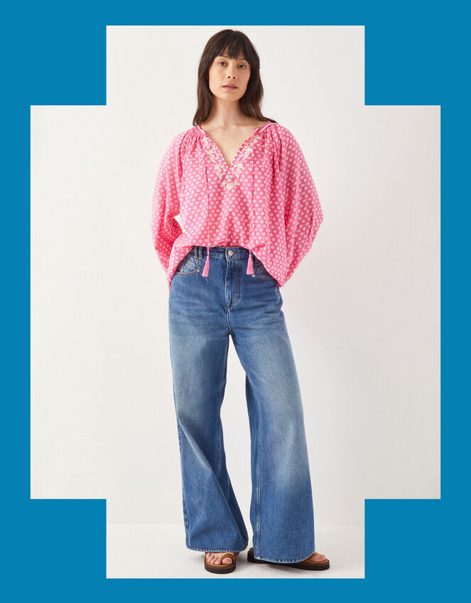 East Millie Floral Blouse, Orange (PEACH), large