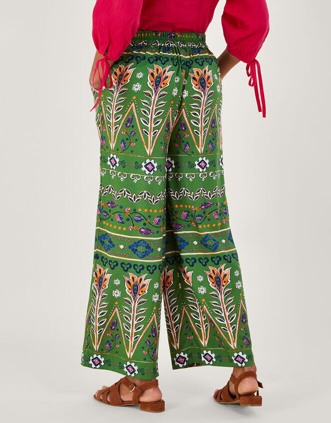 Loose Print Trousers in LENZING™ ECOVERO™, Green (KHAKI), large