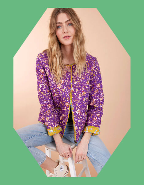 East Lana Print Quilted Jacket, Purple (PURPLE), large