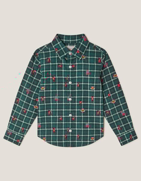 Christmas Check Shirt, Green (GREEN), large