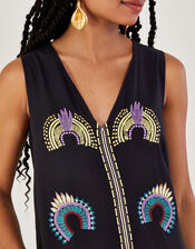 Embroidered Cami Midi Dress, Black (BLACK), large