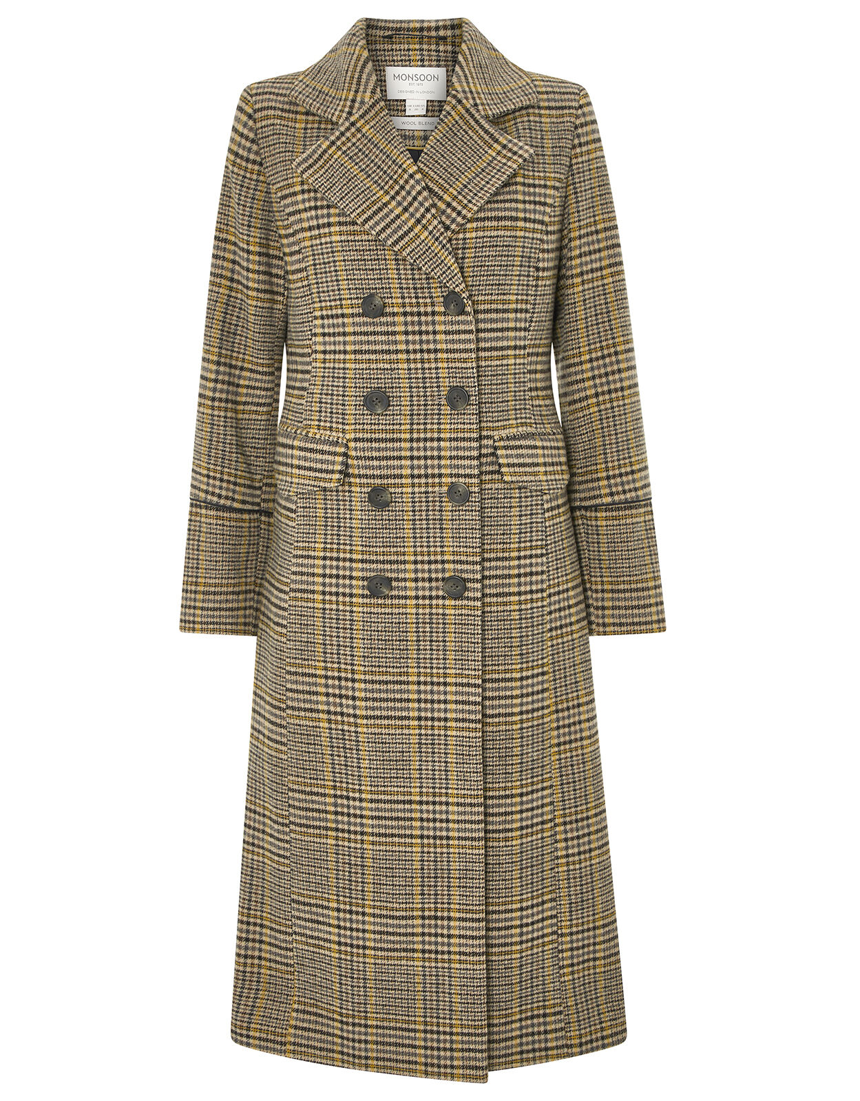 Maxi check coat discount