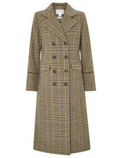 Anika Check Maxi Coat, Yellow (YELLOW), large
