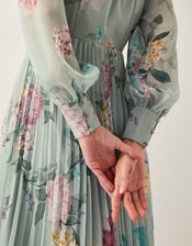 Agnes Floral Pleated Midi Dress, Green (SAGE), large