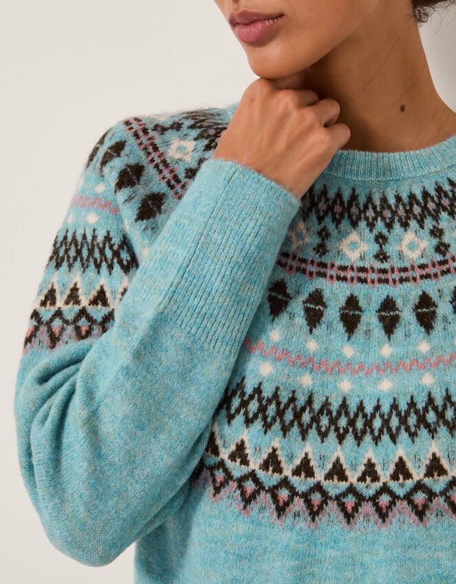Fran Fair Isle Jumper, Blue (BLUE), large
