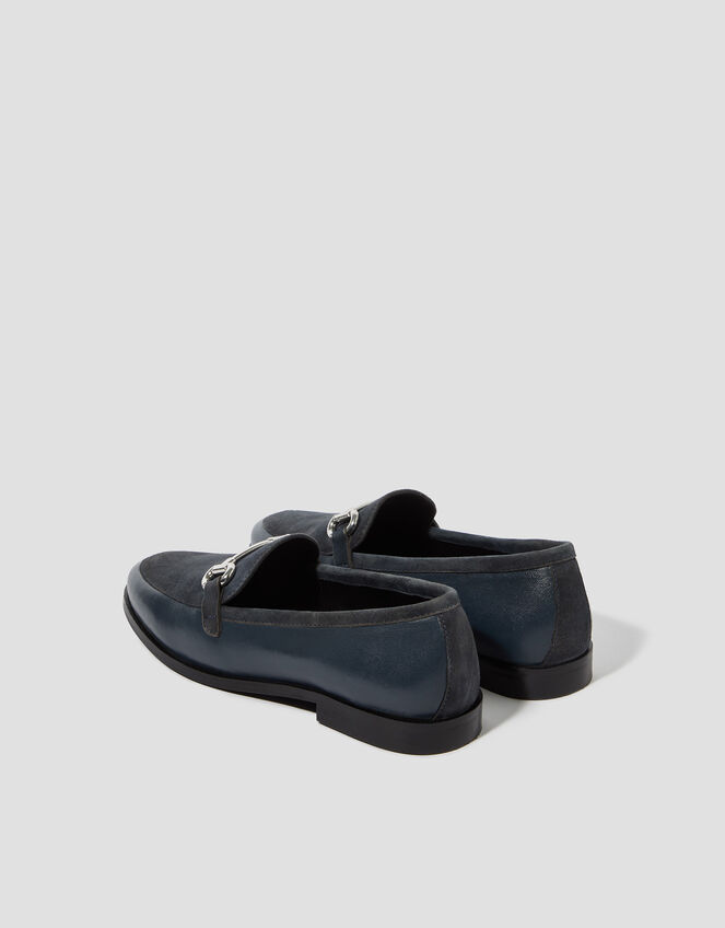 Suede Leather Loafers, Blue (NAVY), large