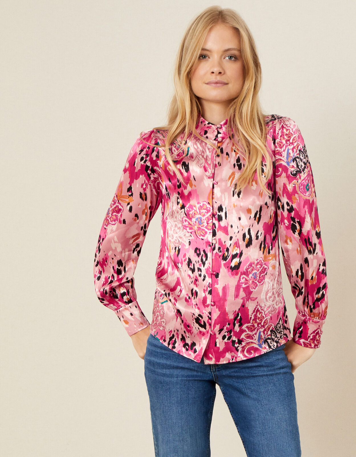 Animal print satin blouse store