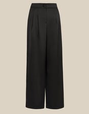 Maisie Satin Wide Leg Trousers, Black (BLACK), large