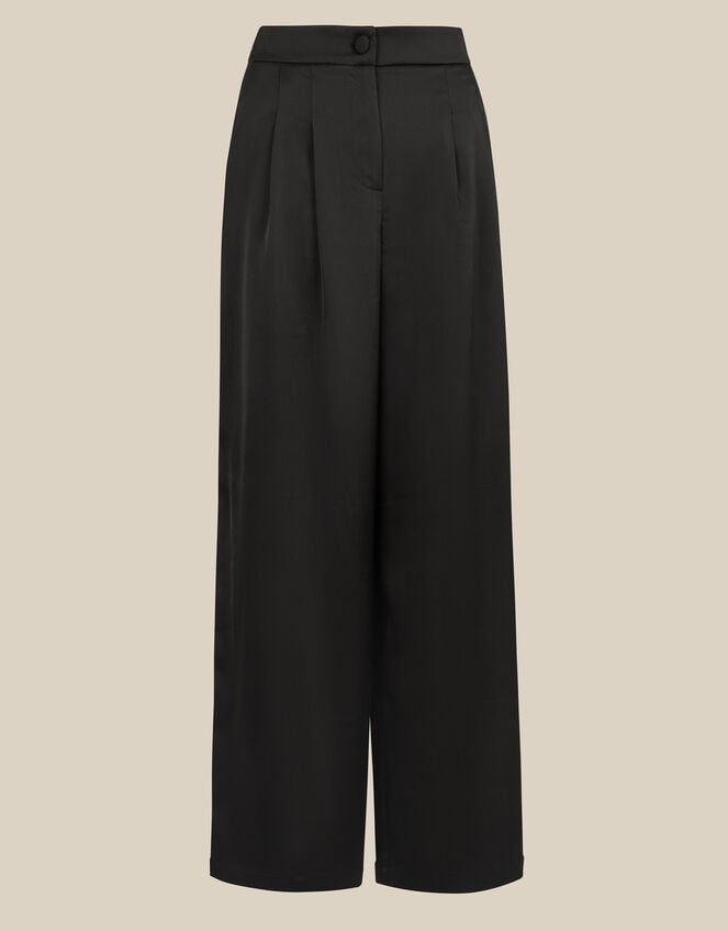 Maisie Satin Wide Leg Trousers, Black (BLACK), large