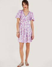 Embellished Shell Print Short Dress, Pink (PINK), large
