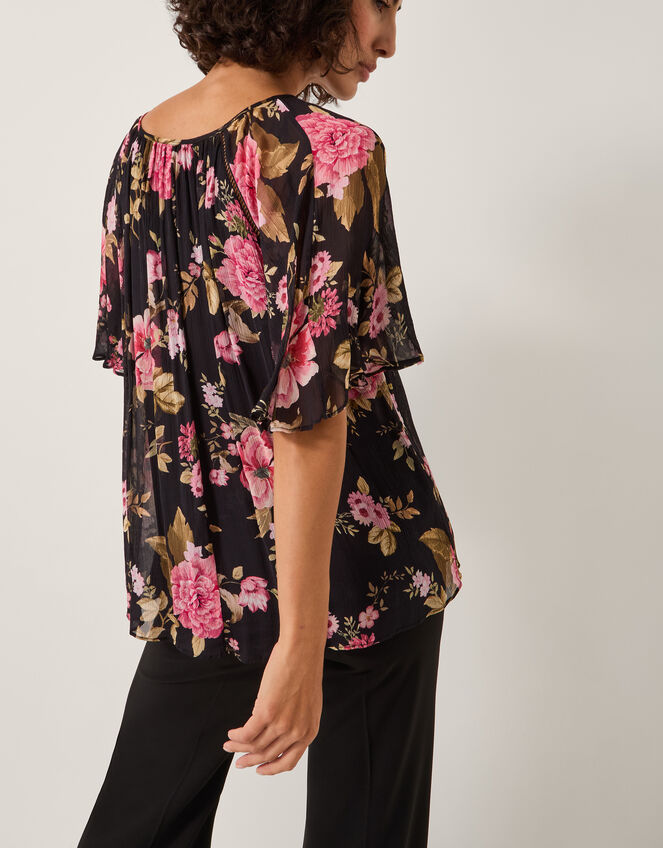 Mariel Floral Print Blouse, Black (BLACK), large