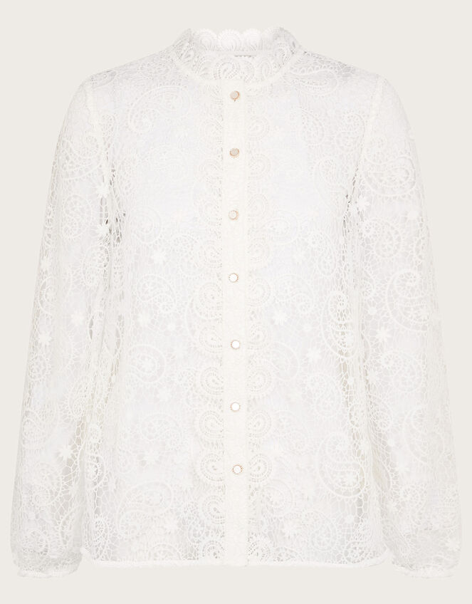 Kate Paisley Lace Blouse, Ivory (IVORY), large