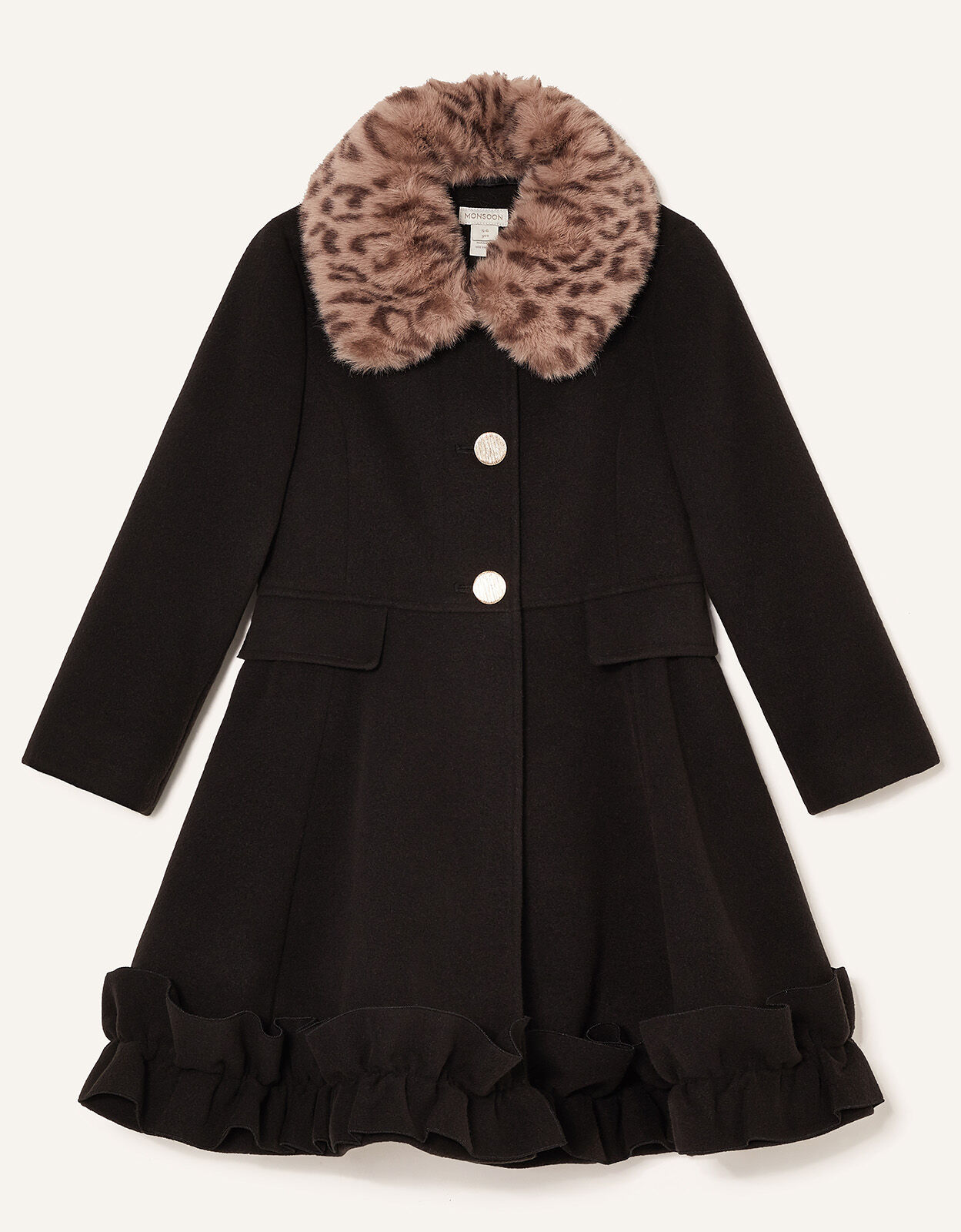 Black coat with leopard print collar hotsell
