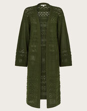 Phea Pointelle Cardigan, Green (KHAKI), large