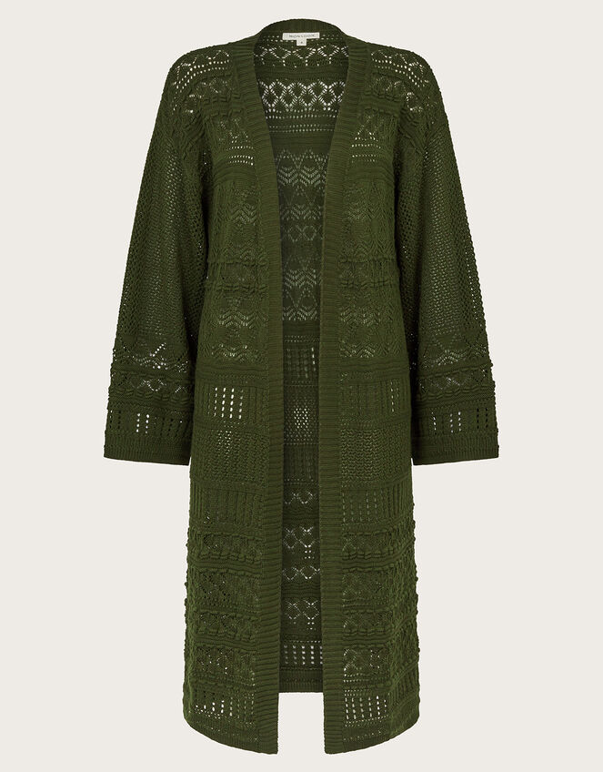 Phea Pointelle Cardigan, Green (KHAKI), large