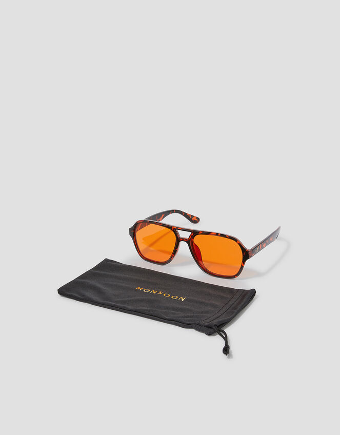 Amber Tort Aviator Sunglasses, , large