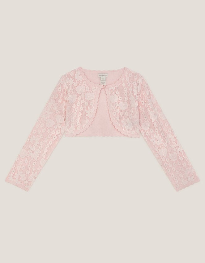Emilia Lace Scallop Cardigan, Pink (PINK), large