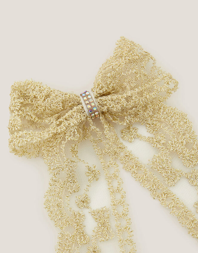 Long Lace Bow Hair Clip, , large