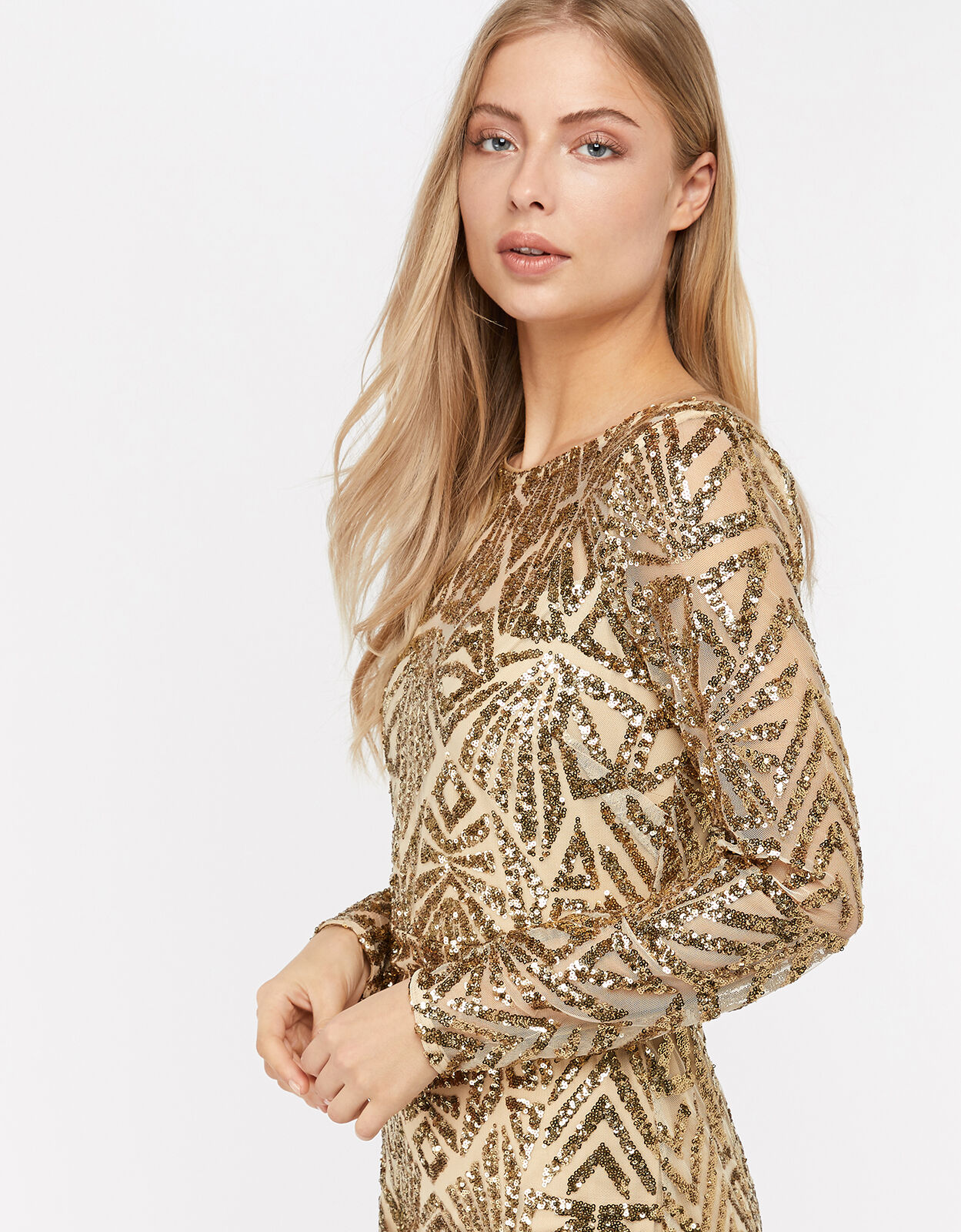Monsoon gold hotsell maxi dress