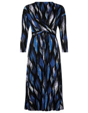 Geo Print Jersey Midi Dress, Blue (BLUE), large