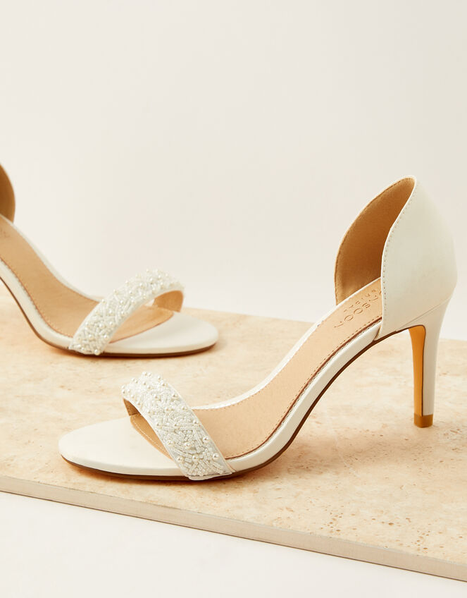 Beaded PeepToe Bridal Heels Ivory