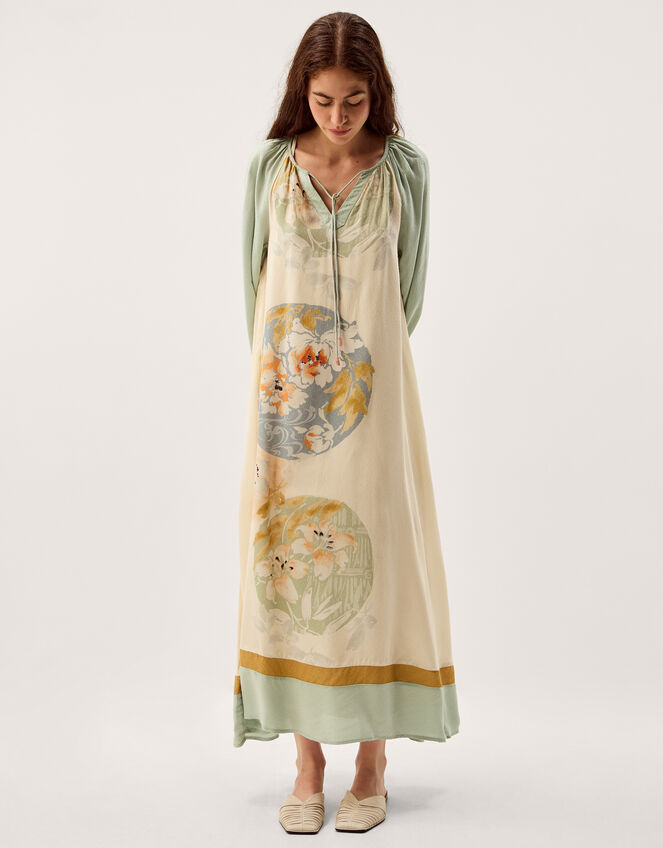 Clemence Amelie Floral Dobby Midi Dress, Cream (CREAM), large