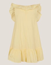 Appliqu&eacute; Flower Ruffle Dress, Yellow (YELLOW), large