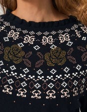 Fia Hotfix Fair Isle Sweater, Black (BLACK), large