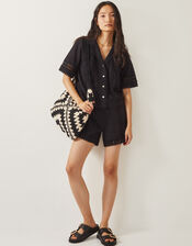 Irina High-Waisted Lace Shorts, Black (BLACK), large