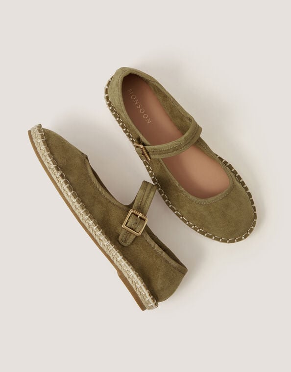Dede Faux Suede Espadrille Flats, Green (KHAKI), large