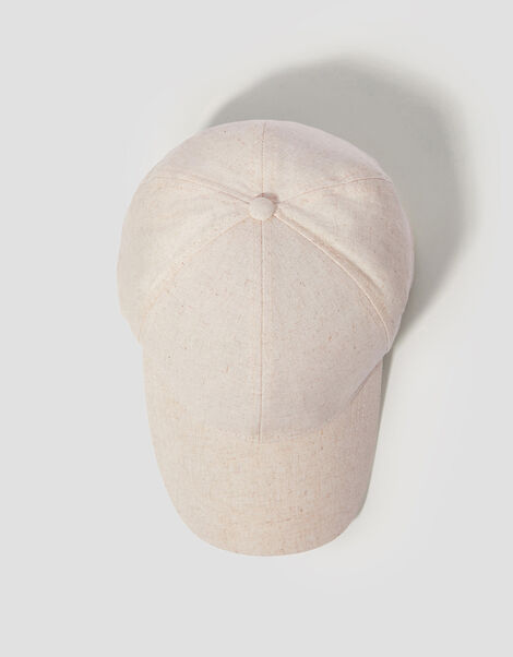 Isha Linen Baseball Cap, Natural (STONE), large