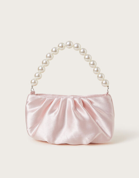 Pearl Strap Satin Party Bag, Nude (NUDE), large