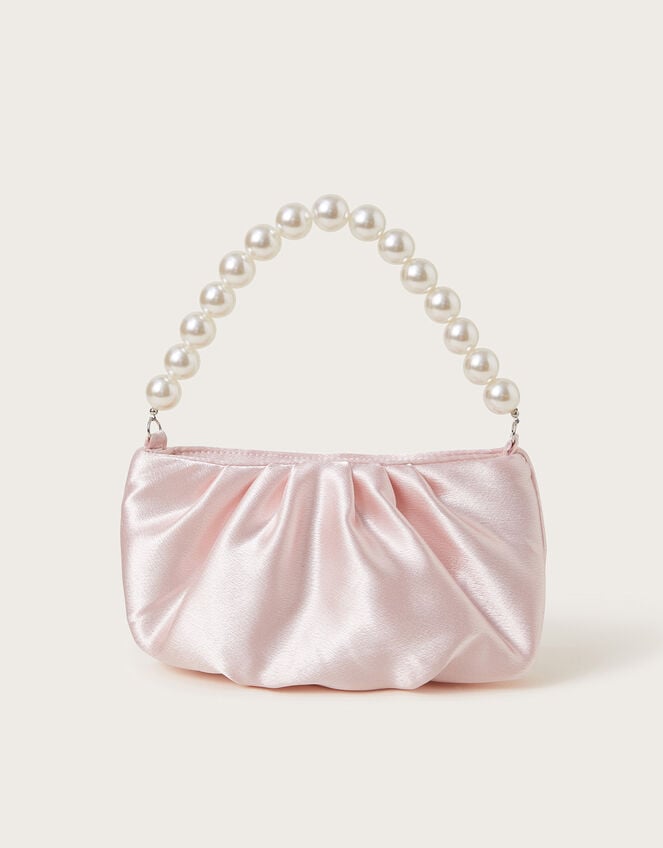 Pearl Strap Satin Party Bag, Nude (NUDE), large