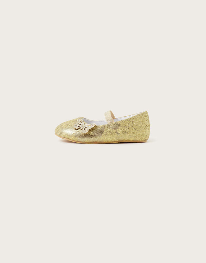 Lace Butterfly Walker Shoes, Gold (GOLD), large