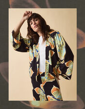 Clemence Aurelie Butterfly Kimono Jacket, Black (BLACK), large