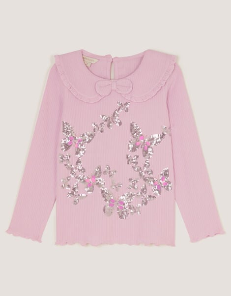 Sequin Butterfly Long Sleeve Top, Purple (LILAC), large