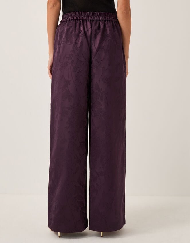 Rory Floral Satin Wide Leg Trousers, Purple (PURPLE), large