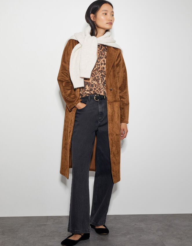 Amy Leopard Print Short Sleeve Jumper, Brown (BROWN), large