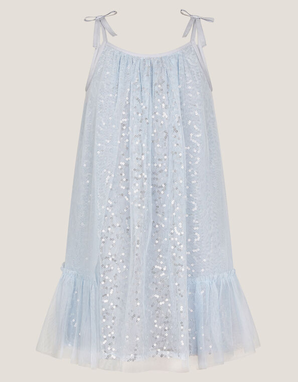 Rosalee Sequin Tulle Swing Dress, Blue (BLUE), large