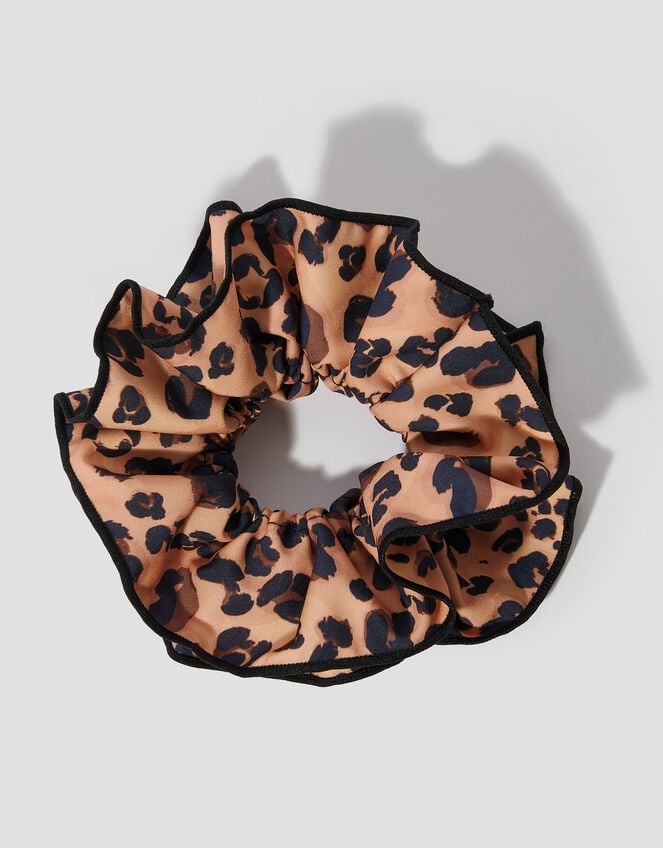 Leopard Print Hair Scrunchie, , large